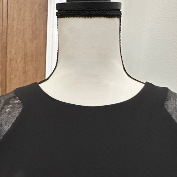Calvin Klein Black Dress with Shimmering Sleeves - Picture 3 of 10